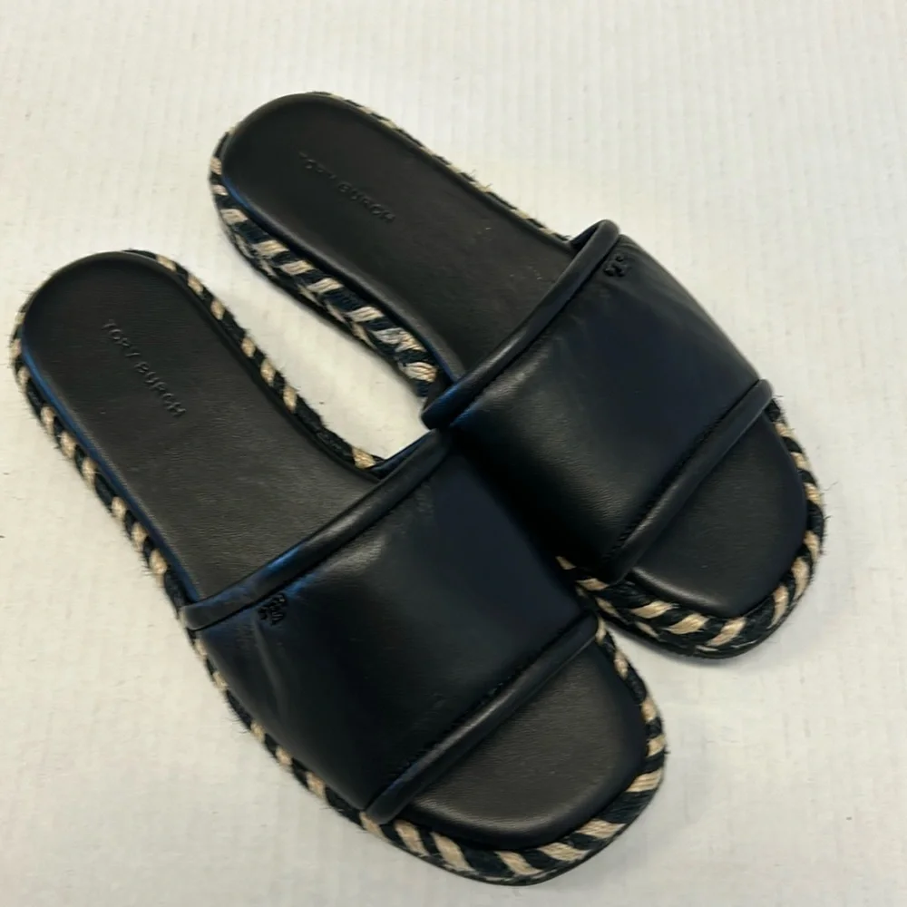 Tory Burch leather slide espadrilles